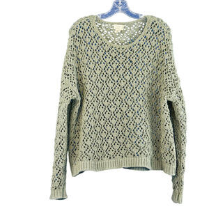 Nicole Miller Green Crochet Sweater